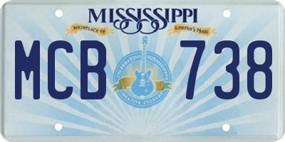 MS license plate MCB738