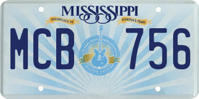 MS license plate MCB756