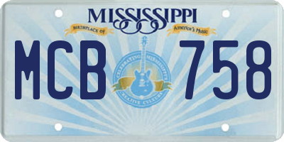 MS license plate MCB758