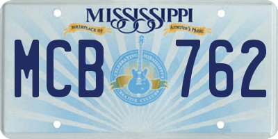 MS license plate MCB762