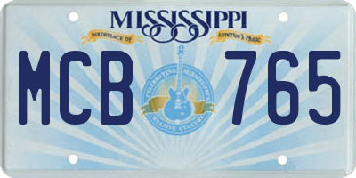 MS license plate MCB765