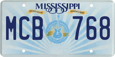 MS license plate MCB768