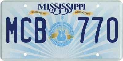 MS license plate MCB770