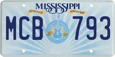 MS license plate MCB793