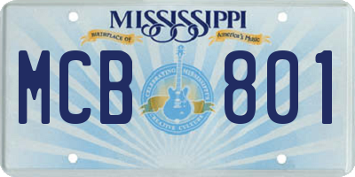 MS license plate MCB801