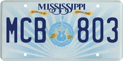 MS license plate MCB803