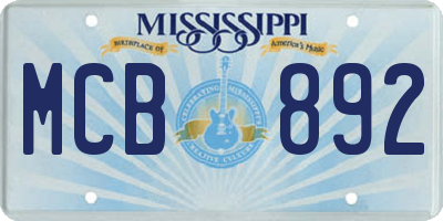 MS license plate MCB892