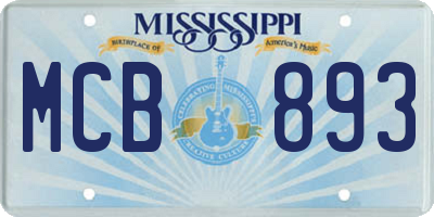 MS license plate MCB893