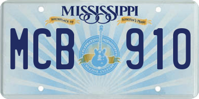 MS license plate MCB910