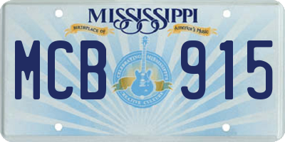 MS license plate MCB915