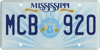 MS license plate MCB920