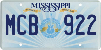 MS license plate MCB922