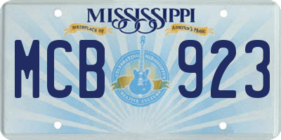 MS license plate MCB923
