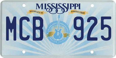 MS license plate MCB925
