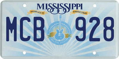 MS license plate MCB928