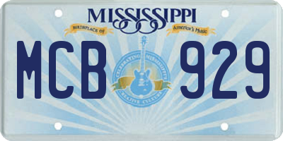 MS license plate MCB929