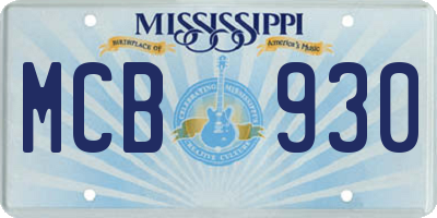 MS license plate MCB930