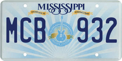 MS license plate MCB932