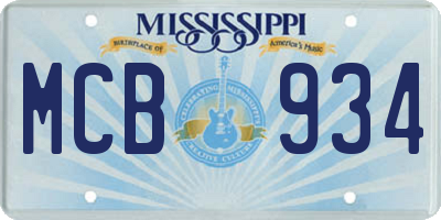 MS license plate MCB934