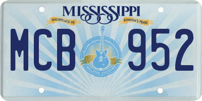 MS license plate MCB952