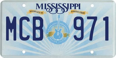 MS license plate MCB971