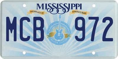 MS license plate MCB972