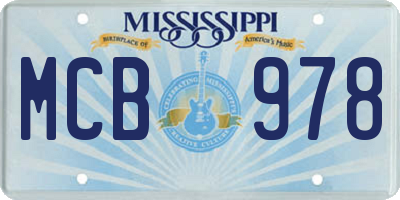 MS license plate MCB978