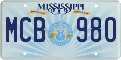 MS license plate MCB980