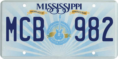 MS license plate MCB982