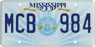 MS license plate MCB984