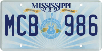 MS license plate MCB986