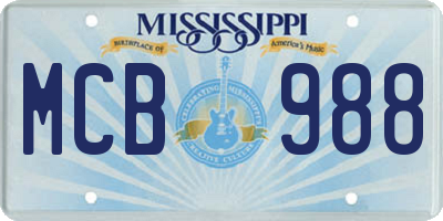 MS license plate MCB988