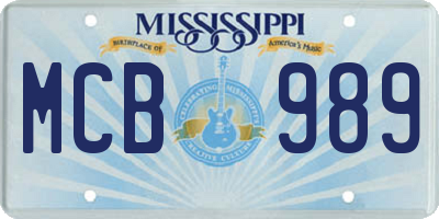 MS license plate MCB989