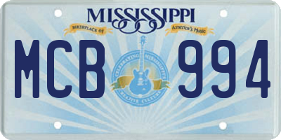 MS license plate MCB994