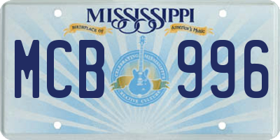 MS license plate MCB996