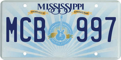 MS license plate MCB997