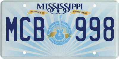 MS license plate MCB998