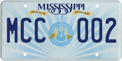 MS license plate MCC002