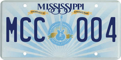 MS license plate MCC004