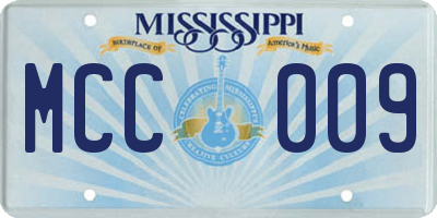 MS license plate MCC009