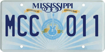 MS license plate MCC011