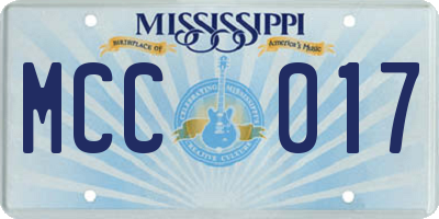 MS license plate MCC017