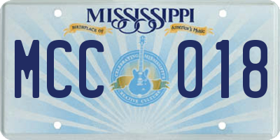 MS license plate MCC018