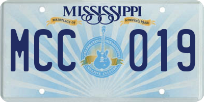 MS license plate MCC019