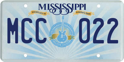 MS license plate MCC022
