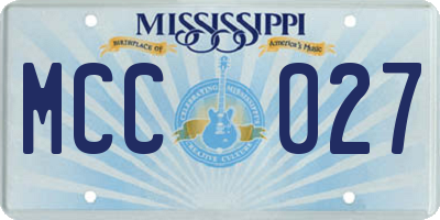 MS license plate MCC027