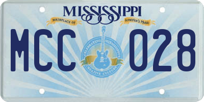 MS license plate MCC028
