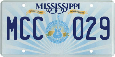 MS license plate MCC029