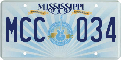 MS license plate MCC034