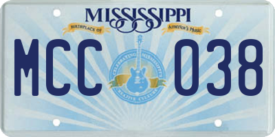 MS license plate MCC038